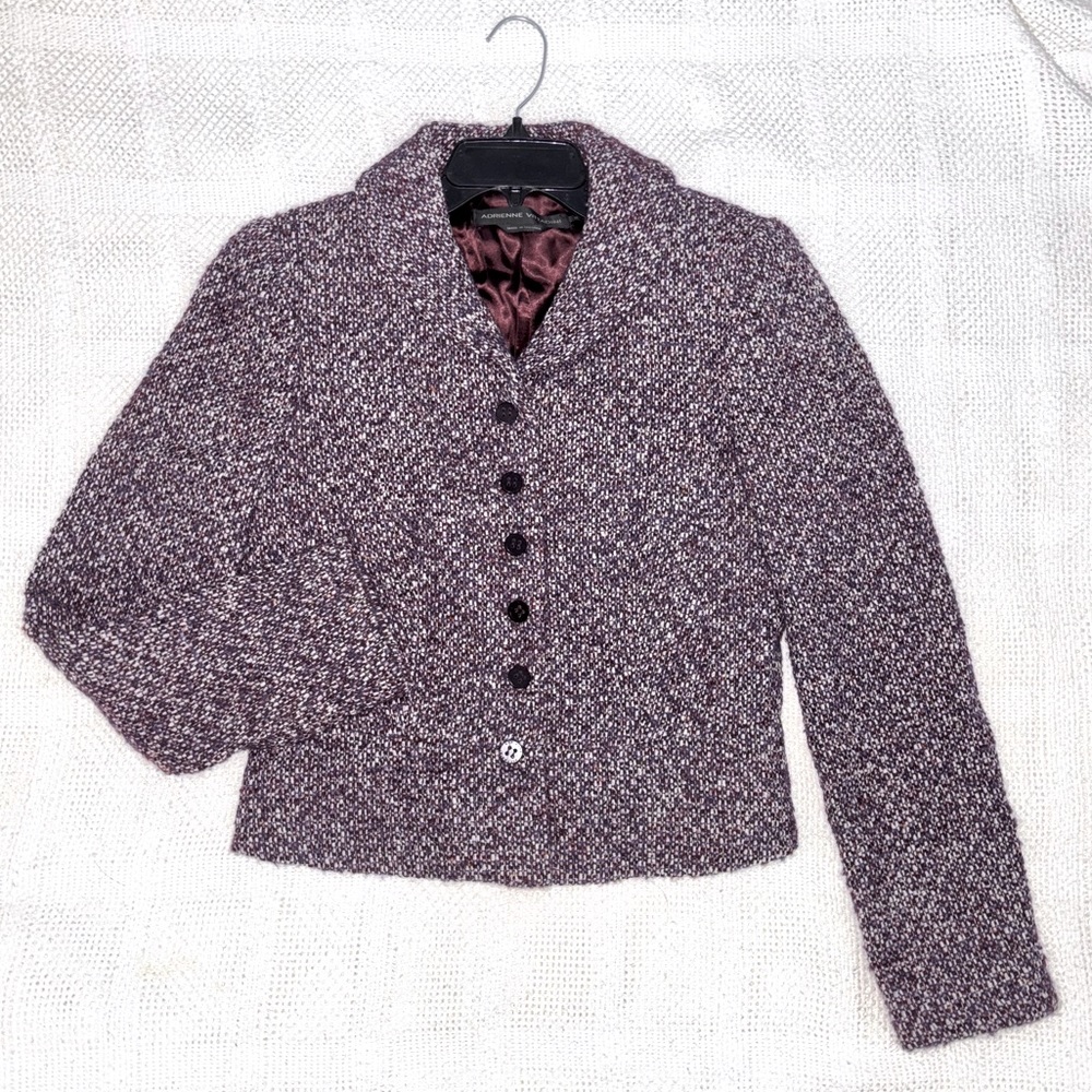 Adrienne Vittadini: Tweed jacket/Blazer. Purple. Size 8.